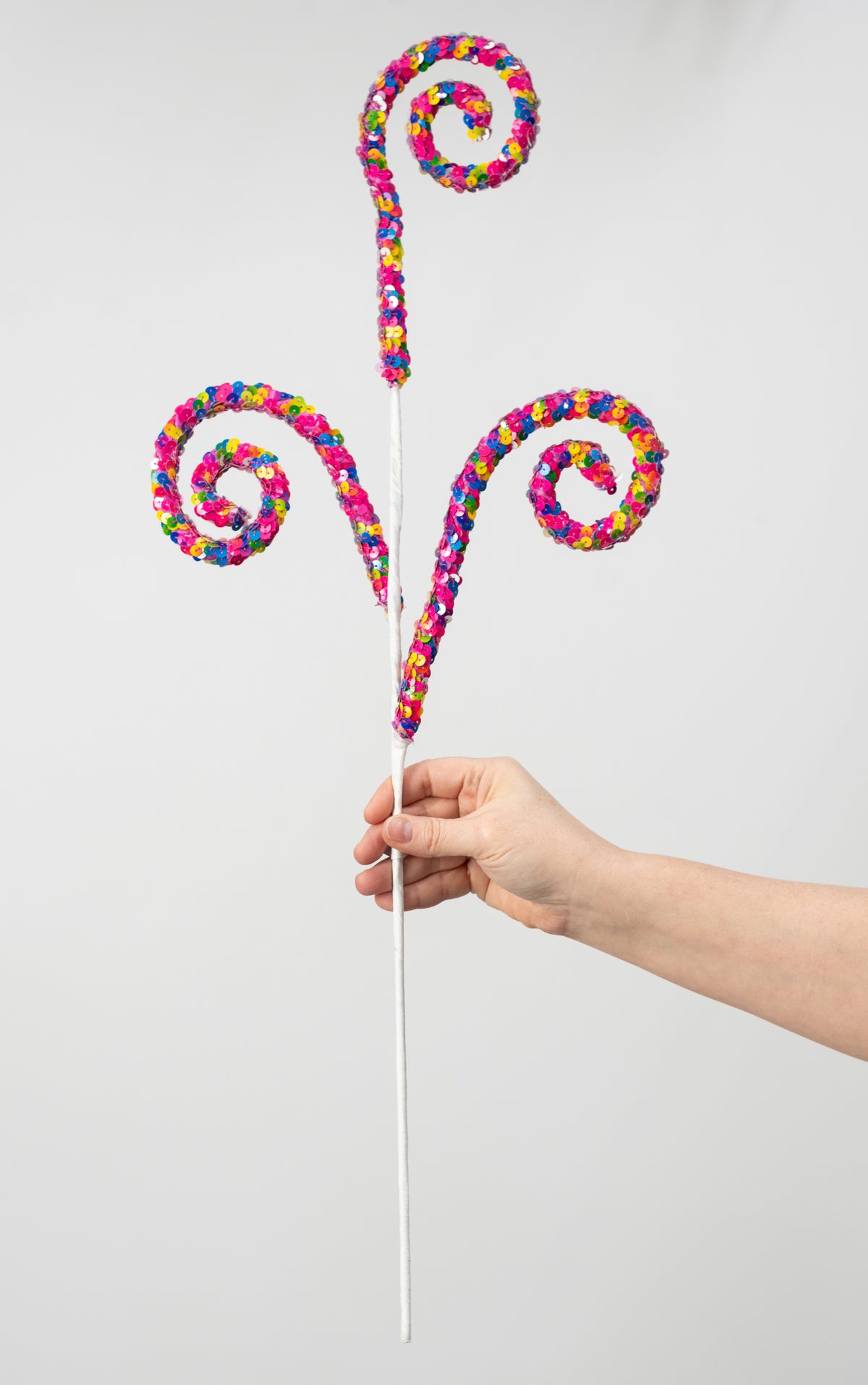 27" Sequin Coil Curls Spray: Bright Rainbow