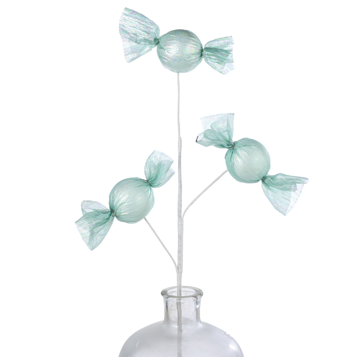 27" Iridescent Fabric Wrapped Candy Spray: Mint Blue