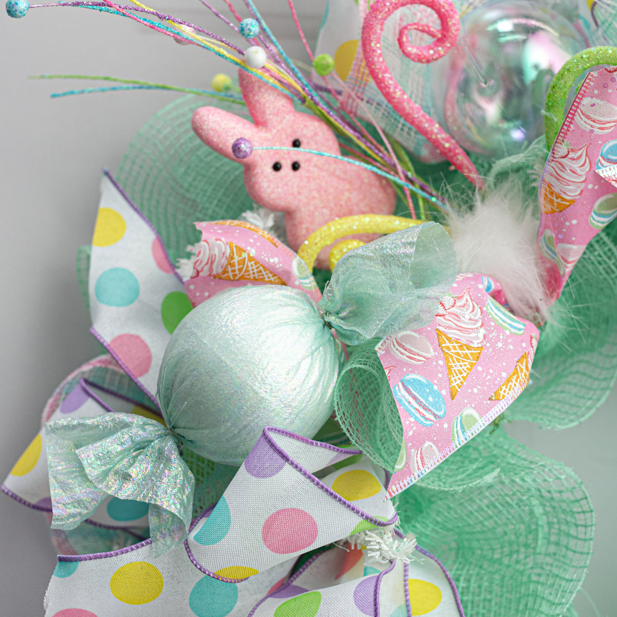 7.5" Iridescent Fabric Wrapped Candy Ornament: Mint Blue