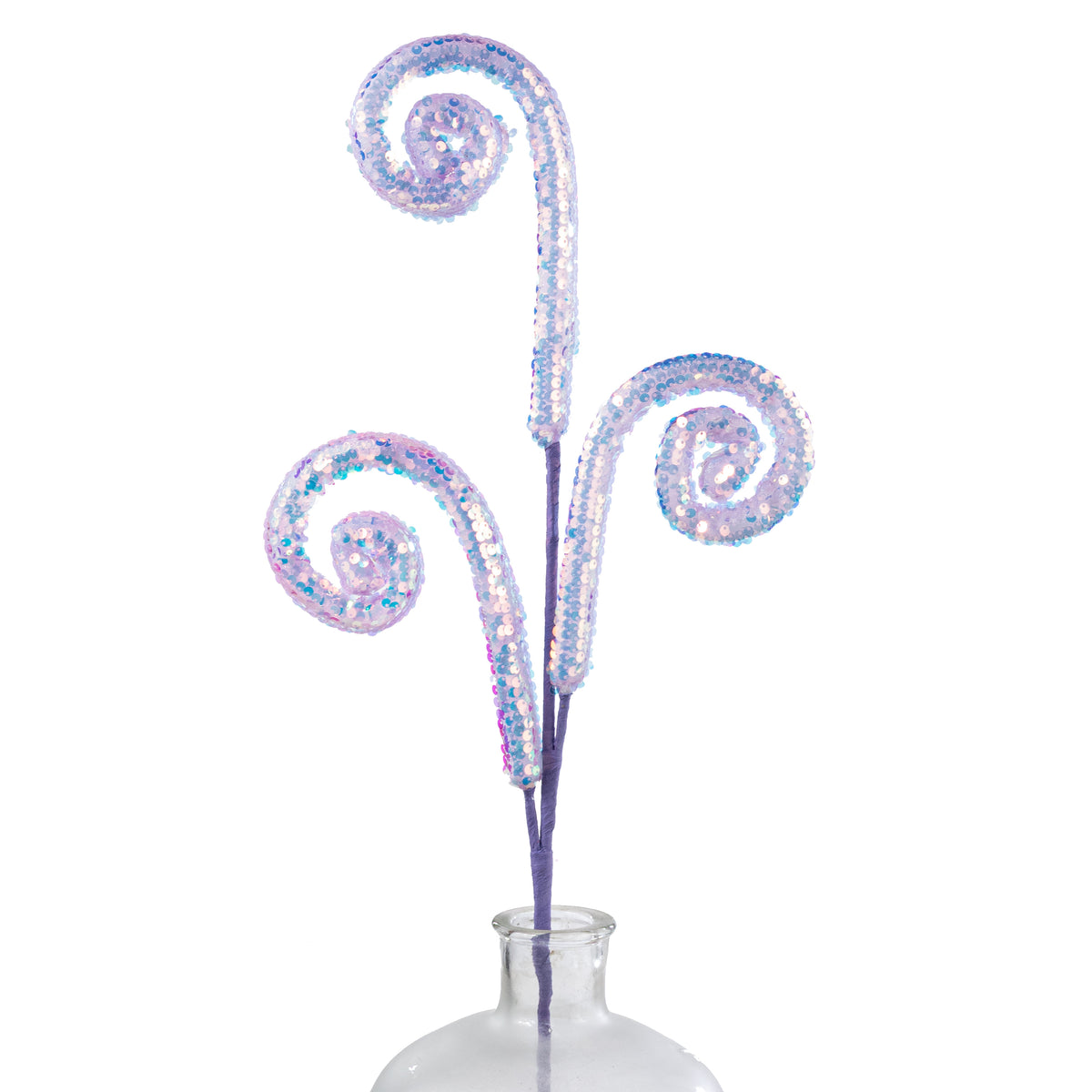 28" Bling Sequin Spiral Curly Spray: Iridescent Lavender