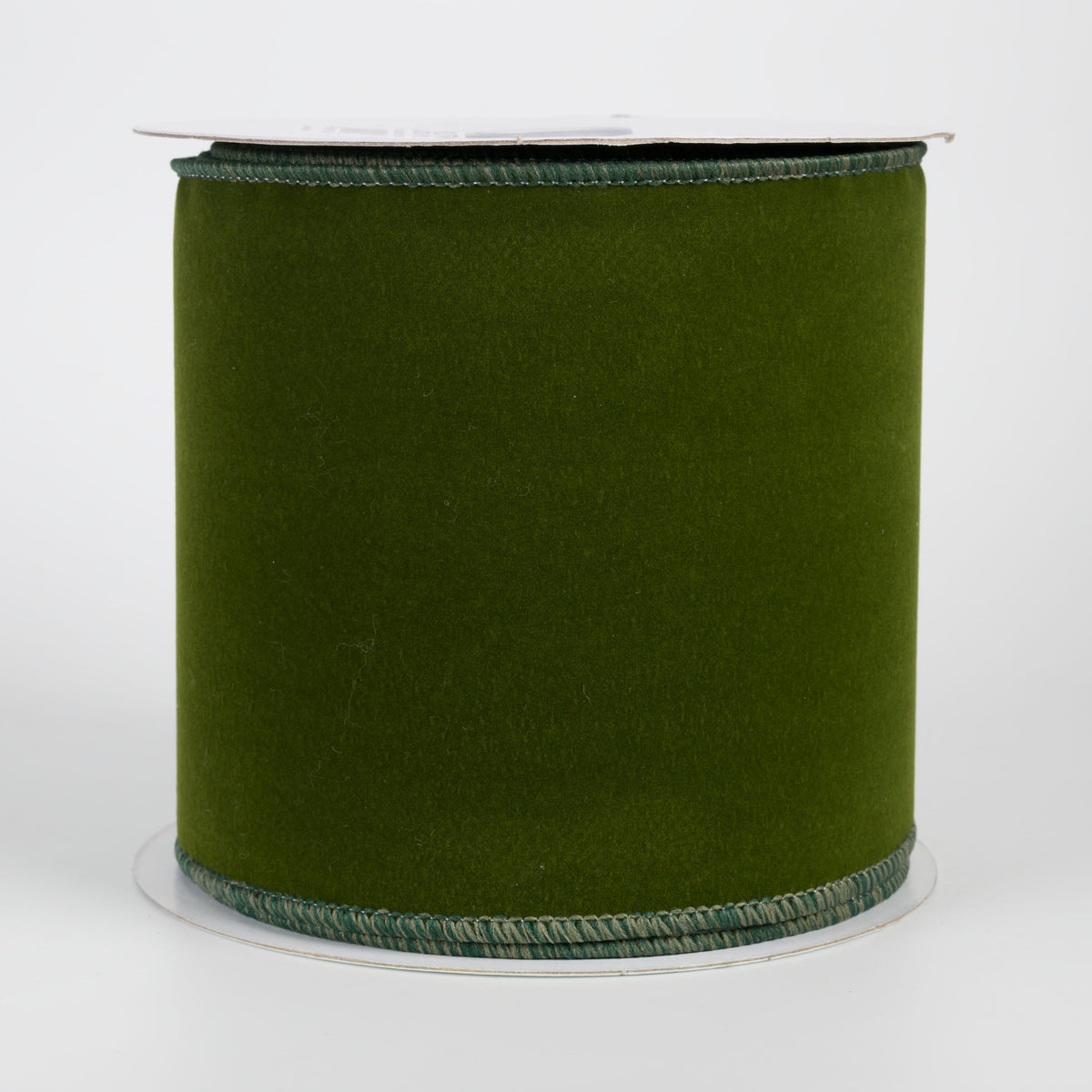 4" Wired Velvet Ribbon: Dark Moss Green (10 Yards)