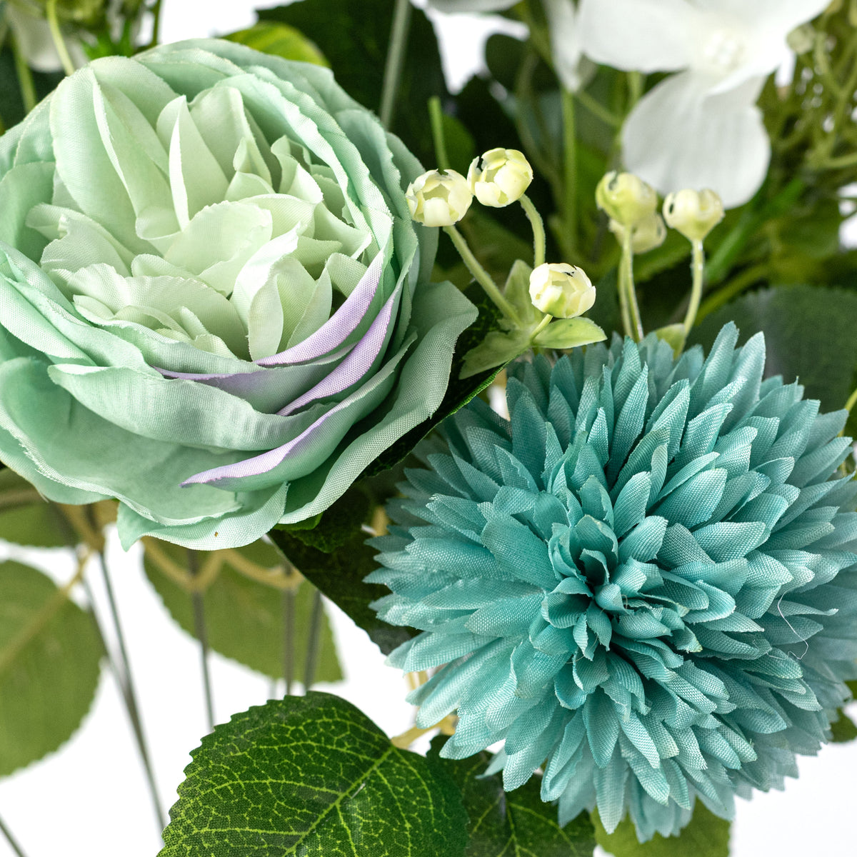 18" Austin Rose & Mum Bush: Turquoise (11 Stem)