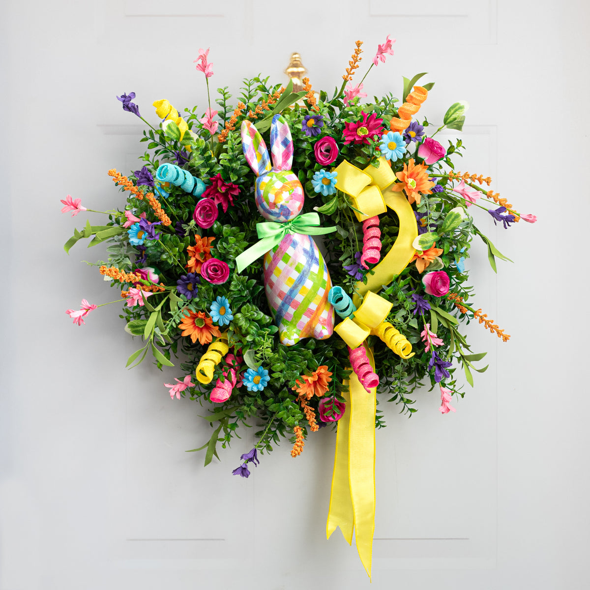 12" Modern Bunny Decor: Spring Plaid