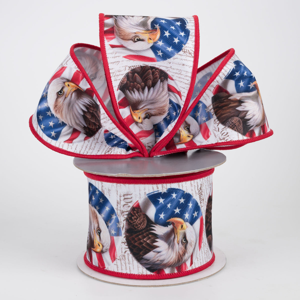 2.5" Brilliance Digital Print Bald Eagle USA Flag Ribbon (10 Yards)