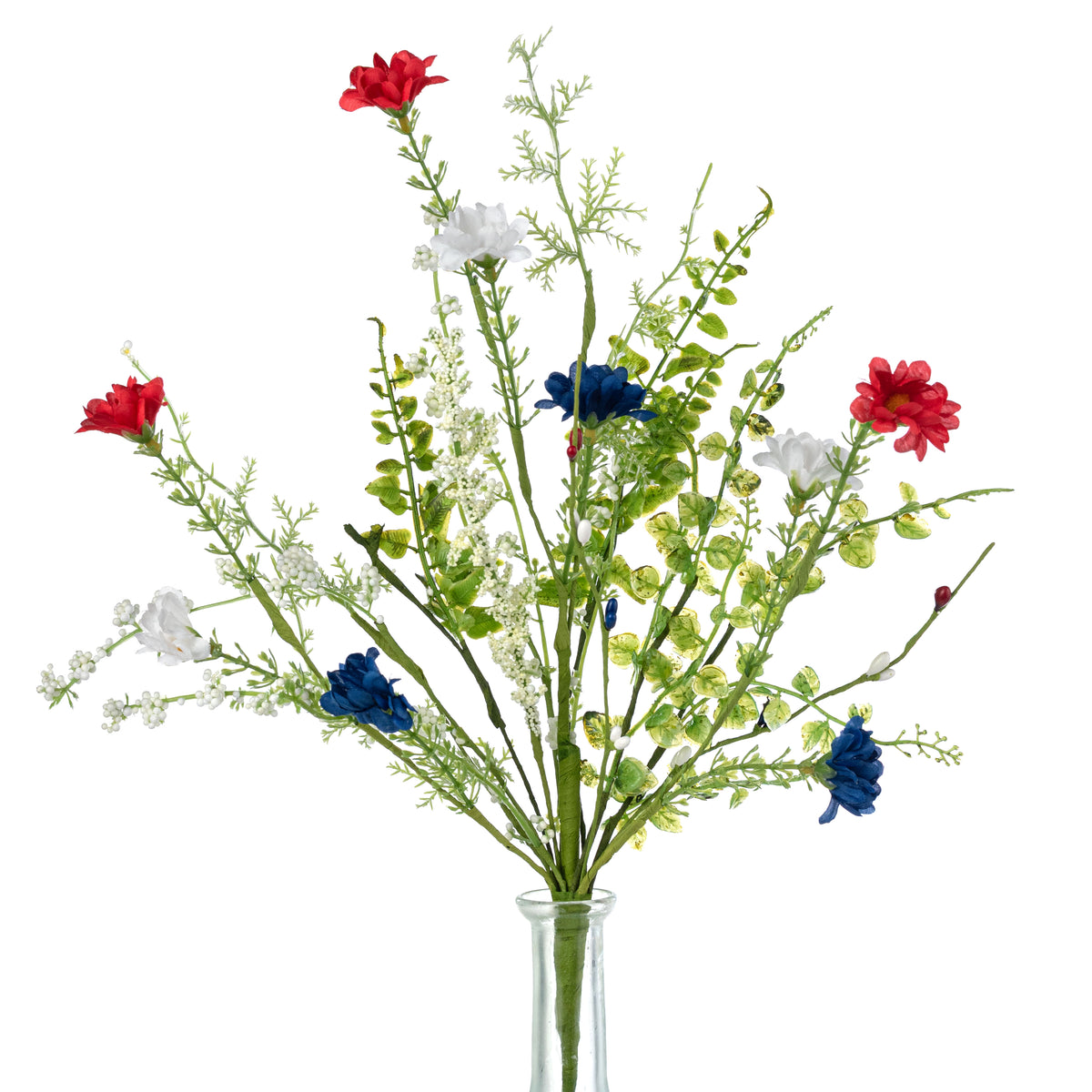 18" Fabric Wildflower Filler Pick: Red, White & Blue