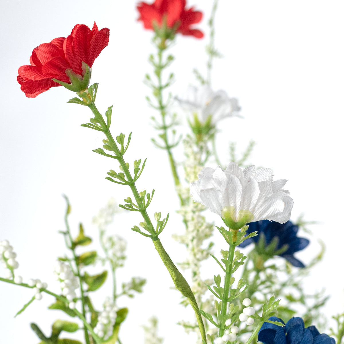 18" Fabric Wildflower Filler Pick: Red, White & Blue
