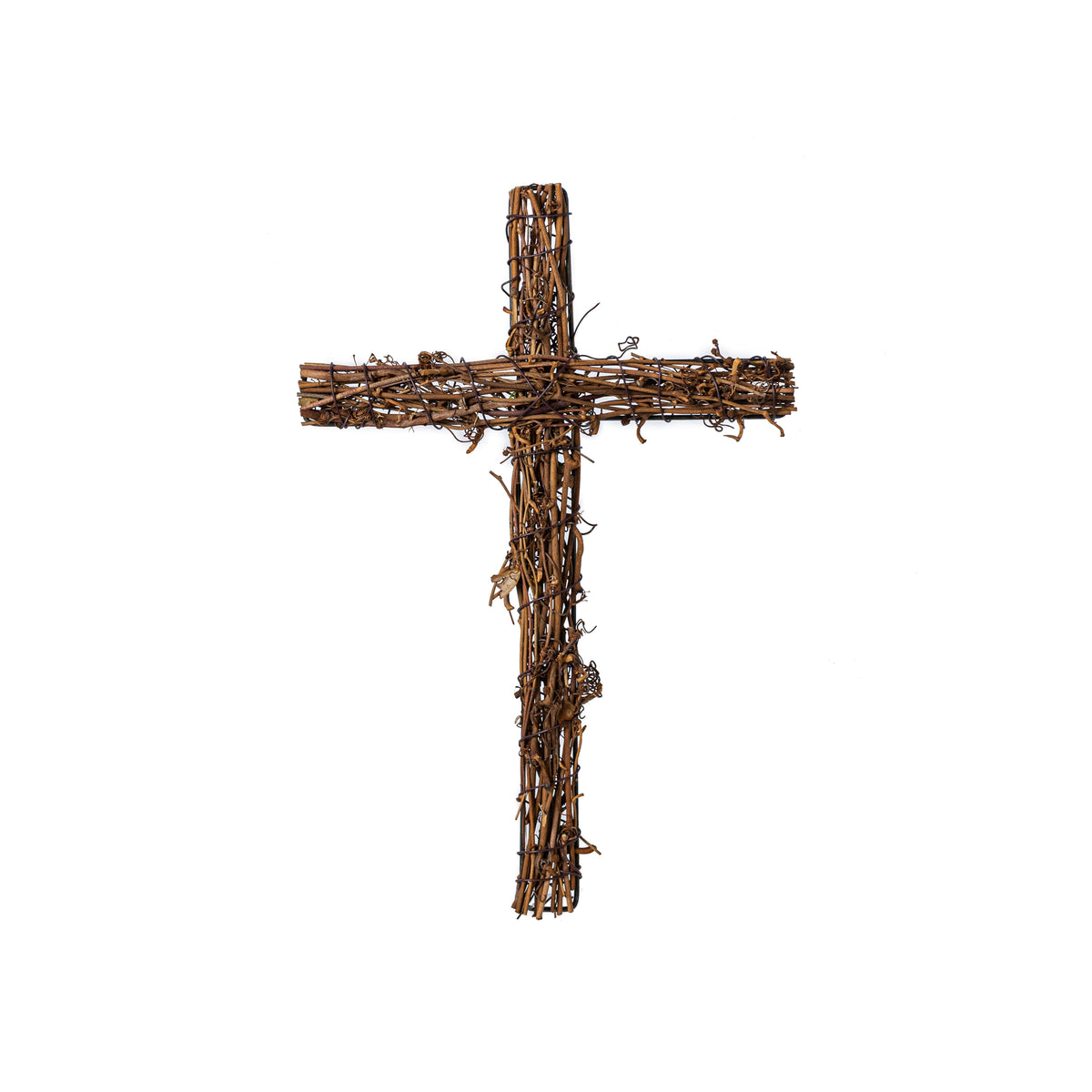 12" Rattan Twig Cross: Natural