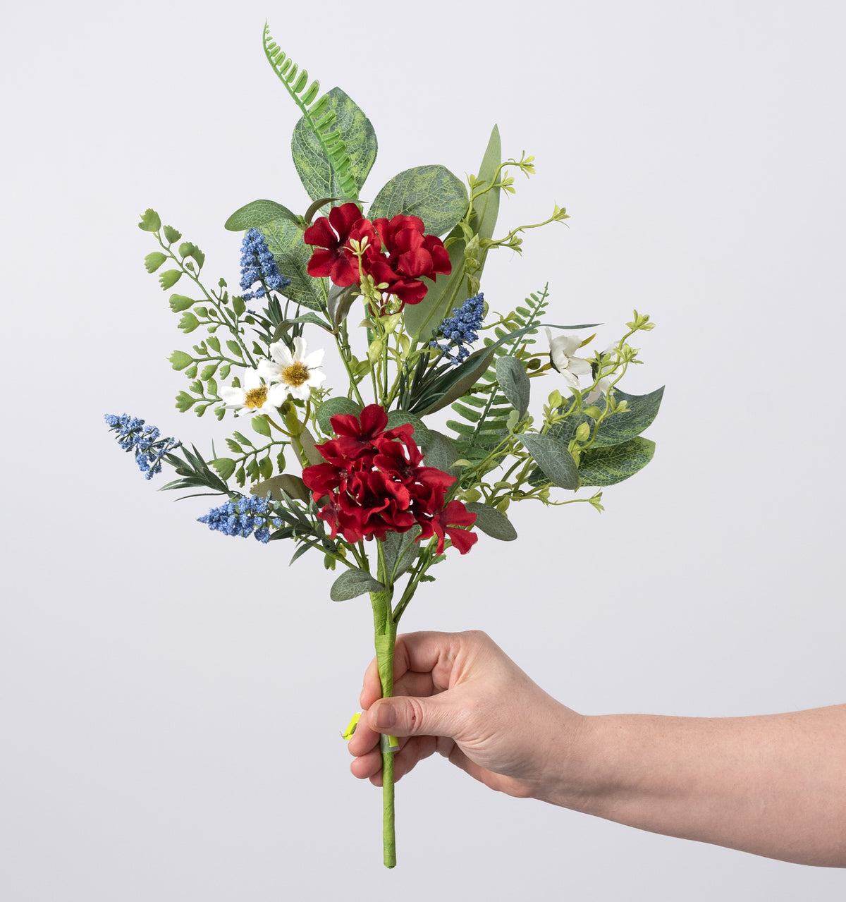 18" Mixed Geraniums & Leaves Pick: Red, White & Blue