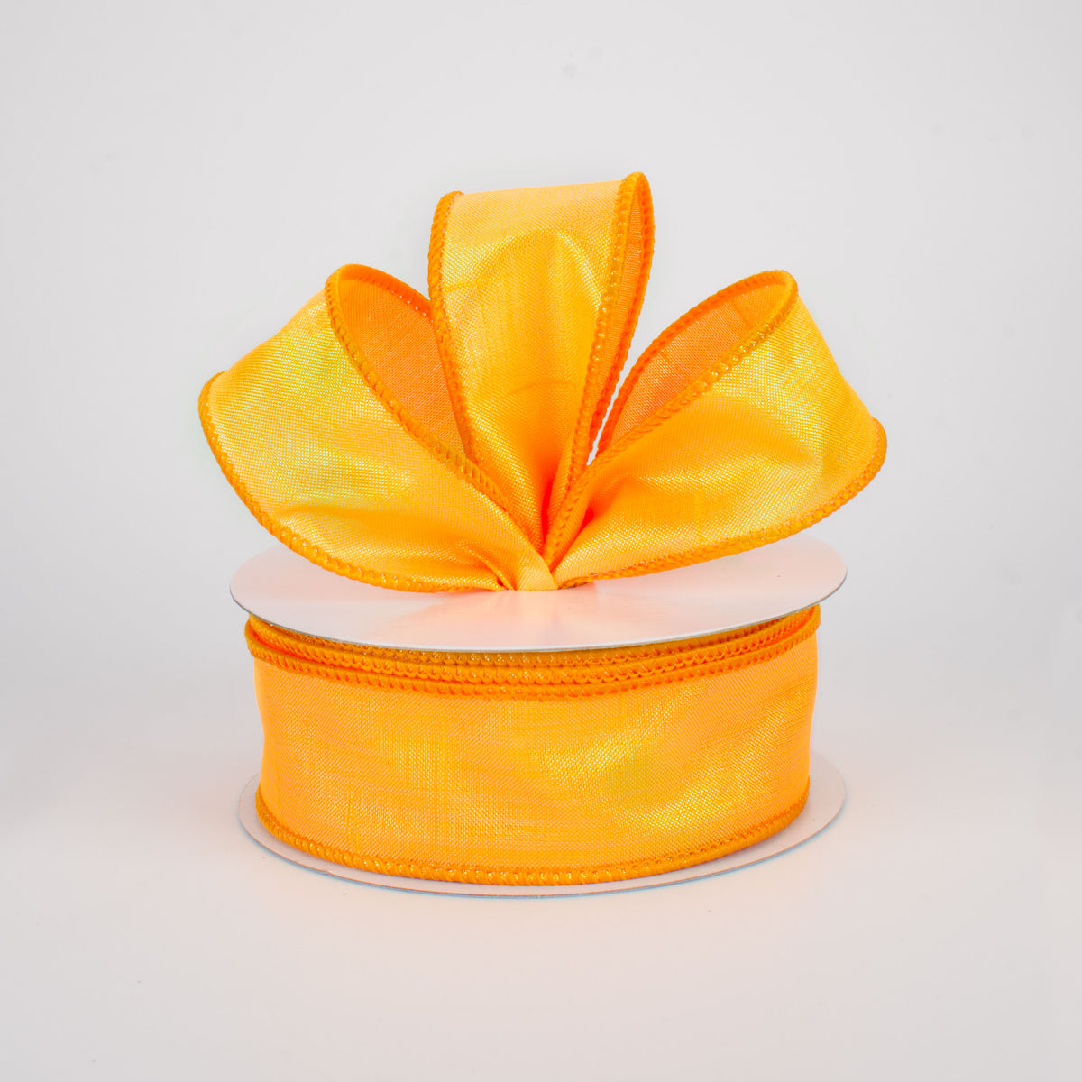 1.5" Iridescent Dupioni Ribbon: Orange (10 Yards) Lifestyle Photo