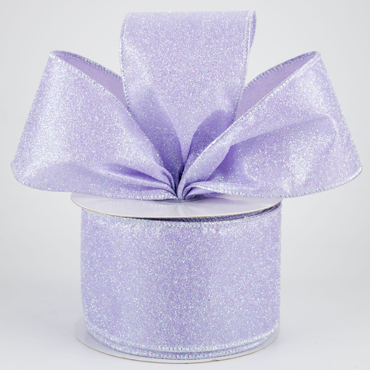 2.5" Iridescent Glitter Satin Ribbon: Lavender (10 Yards) Lifestyle Photo
