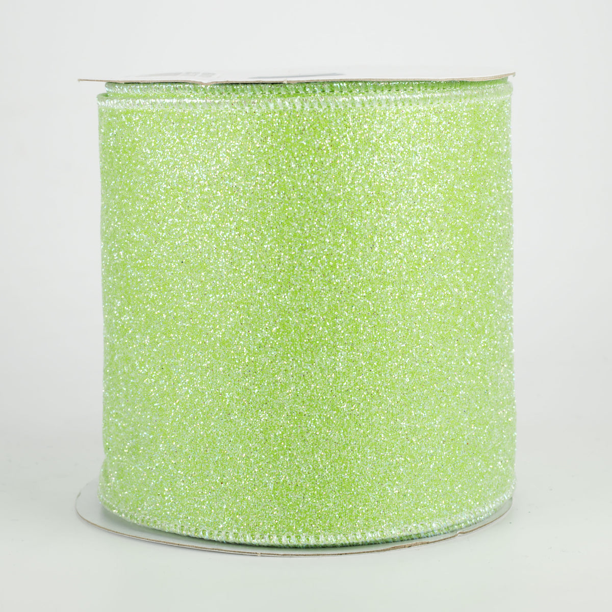 4" Iridescent Glitter Satin Ribbon: Lime Green (10 Yards)