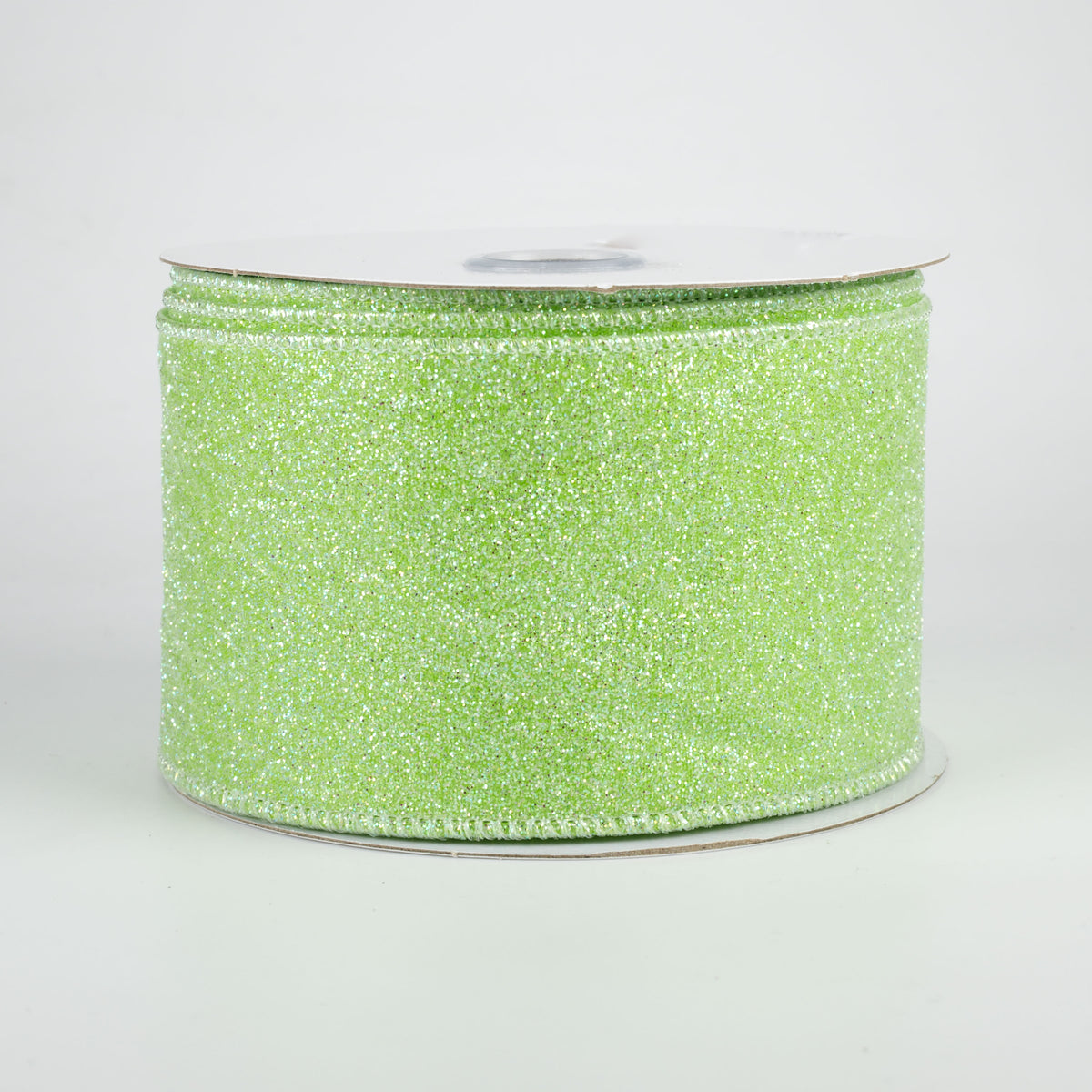 2.5" Iridescent Glitter Satin Ribbon: Lime Green (10 Yards)