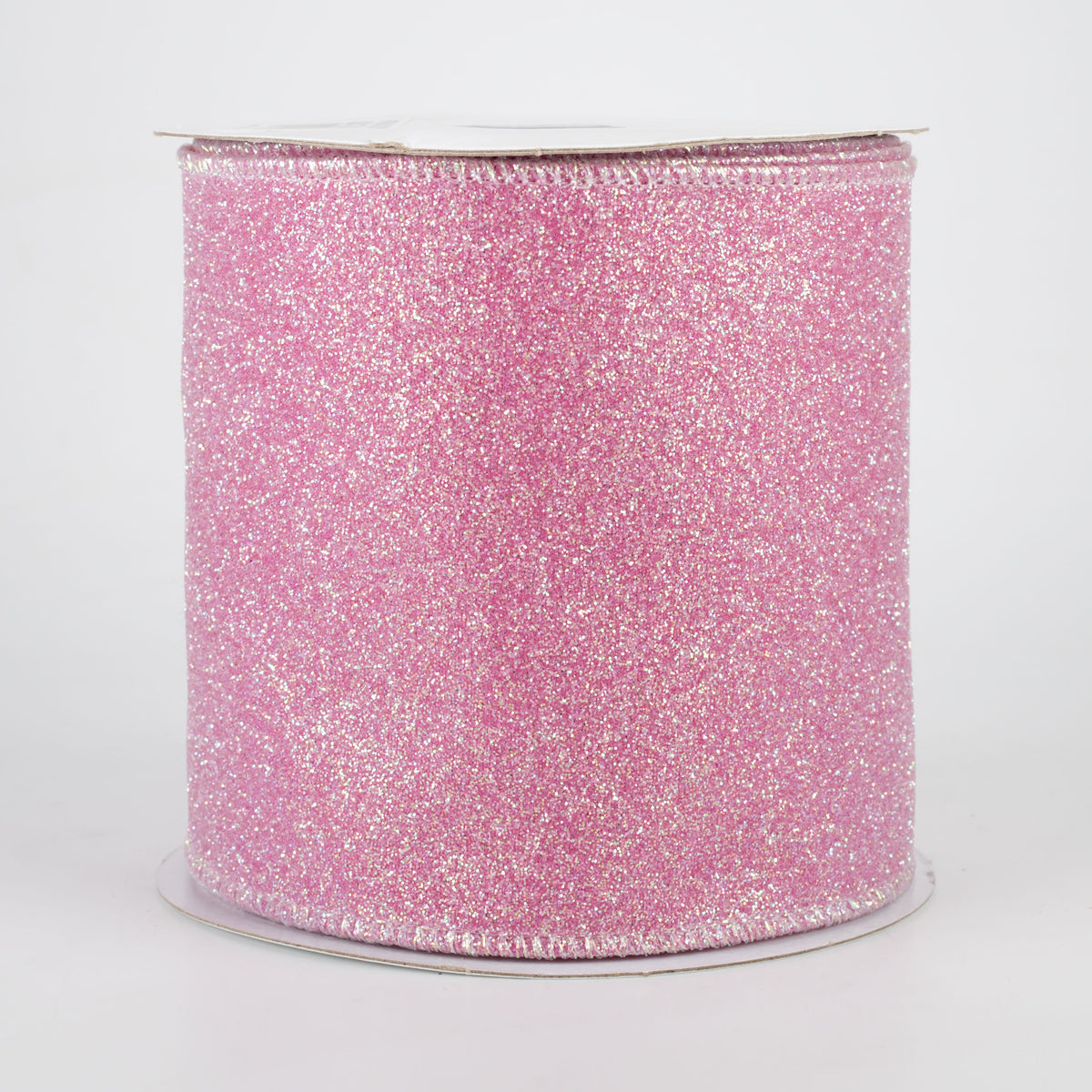 4" Iridescent Glitter Satin Ribbon: Pink (10 Yards)