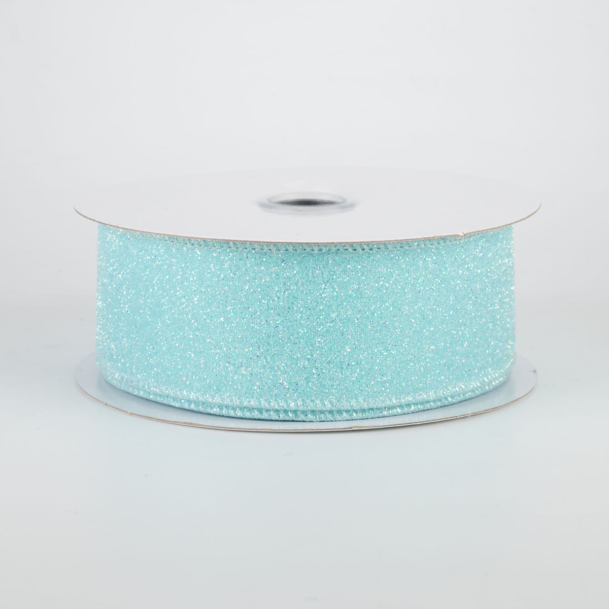 1.5" Iridescent Glitter Satin Ribbon: Robin's Egg Blue (10 Yards)