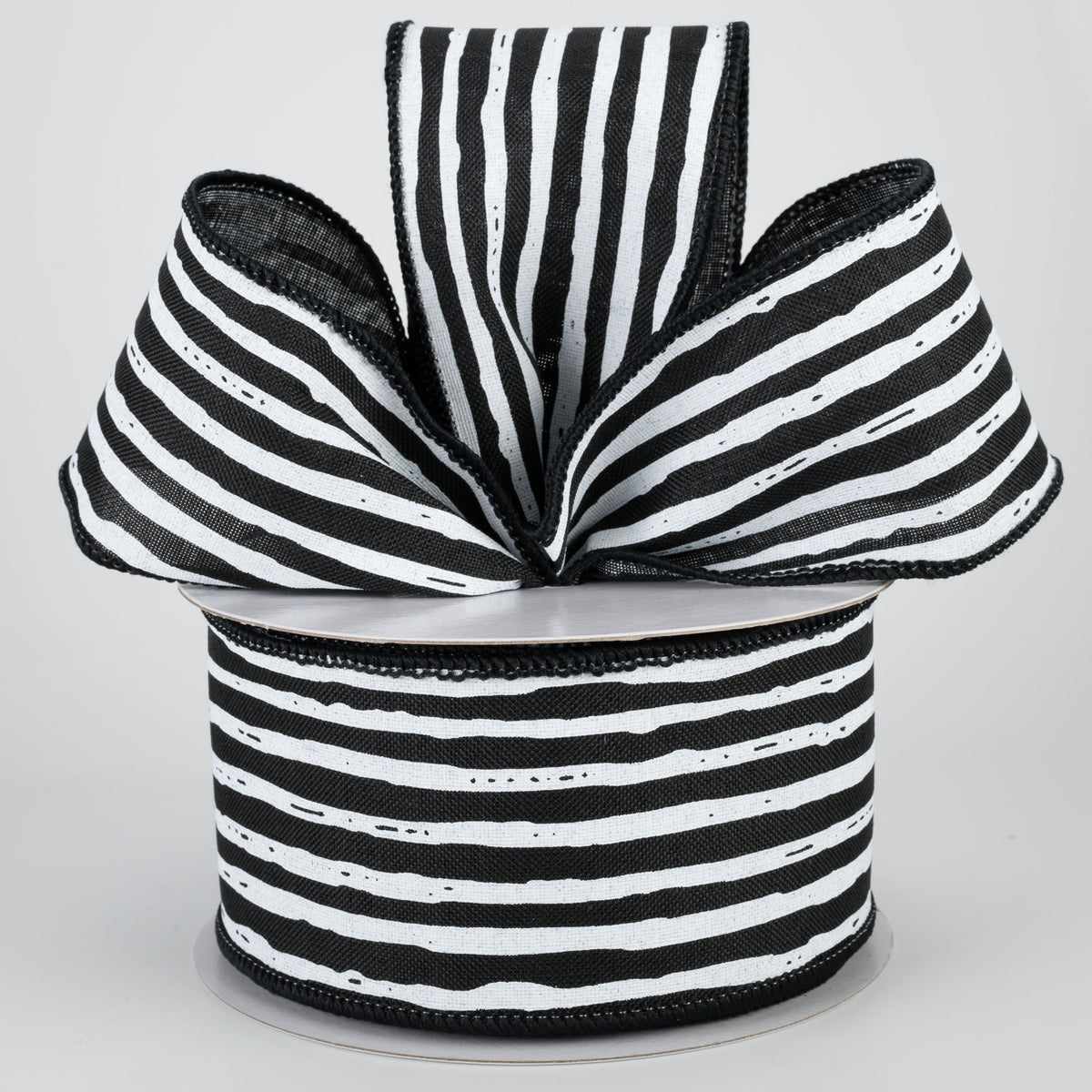 2.5" Irregular Stripes Ribbon: Black & White (10 Yards) Lifestyle Photo
