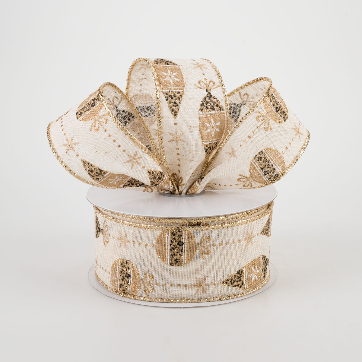1.5" Ivory Cheetah Print Ornament Ribbon (10 Yards) Lifestyle Photo