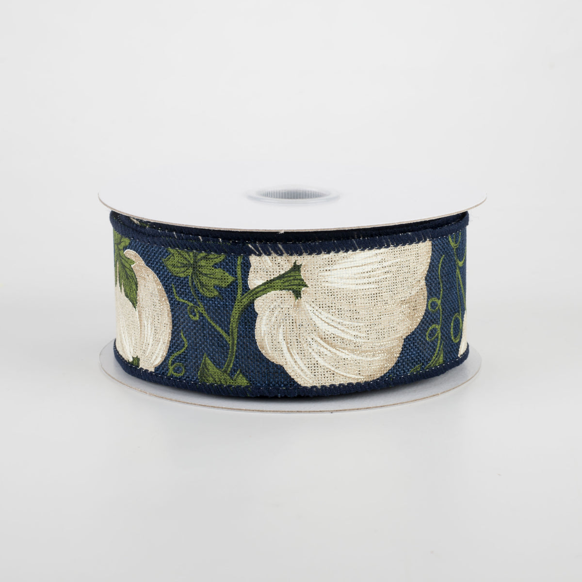 1.5" Ivory Pumpkin Ribbon: Navy (10 Yards)