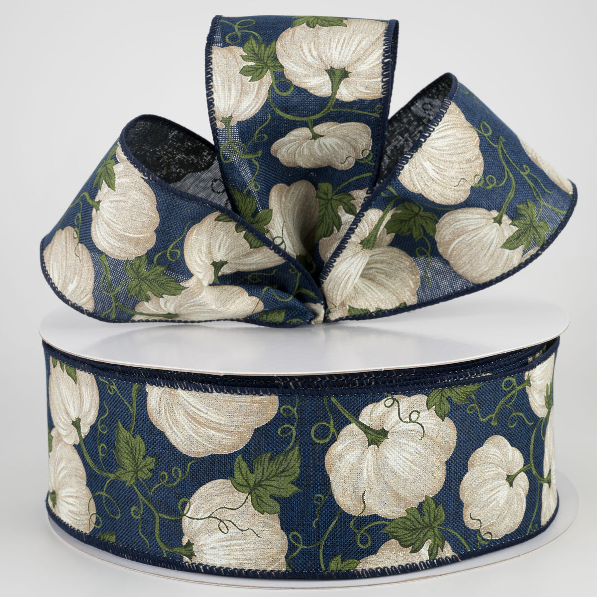 2.5" Ivory Pumpkin Ribbon: Navy (50 Yards) Lifestyle Photo