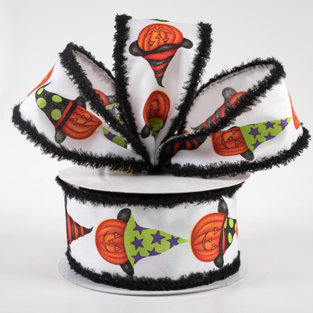 2.5" Jack-O-Lantern, Witch Hat, Fuzzy Edge Ribbon (10 Yards) Lifestyle Photo