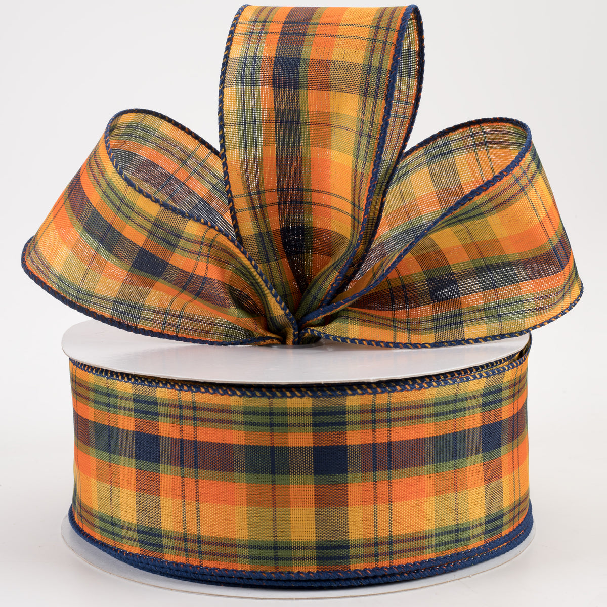 2.5" Jamie Plaid Ribbon: Orange, Navy, Green (50 Yards) Lifestyle Photo