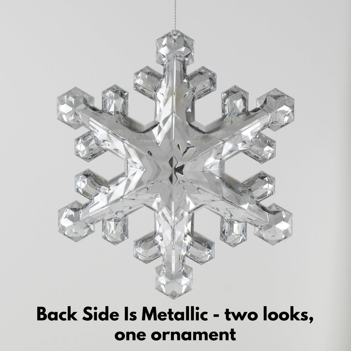 6" Jewel Snowflake Ornament: Silver detail photo 3