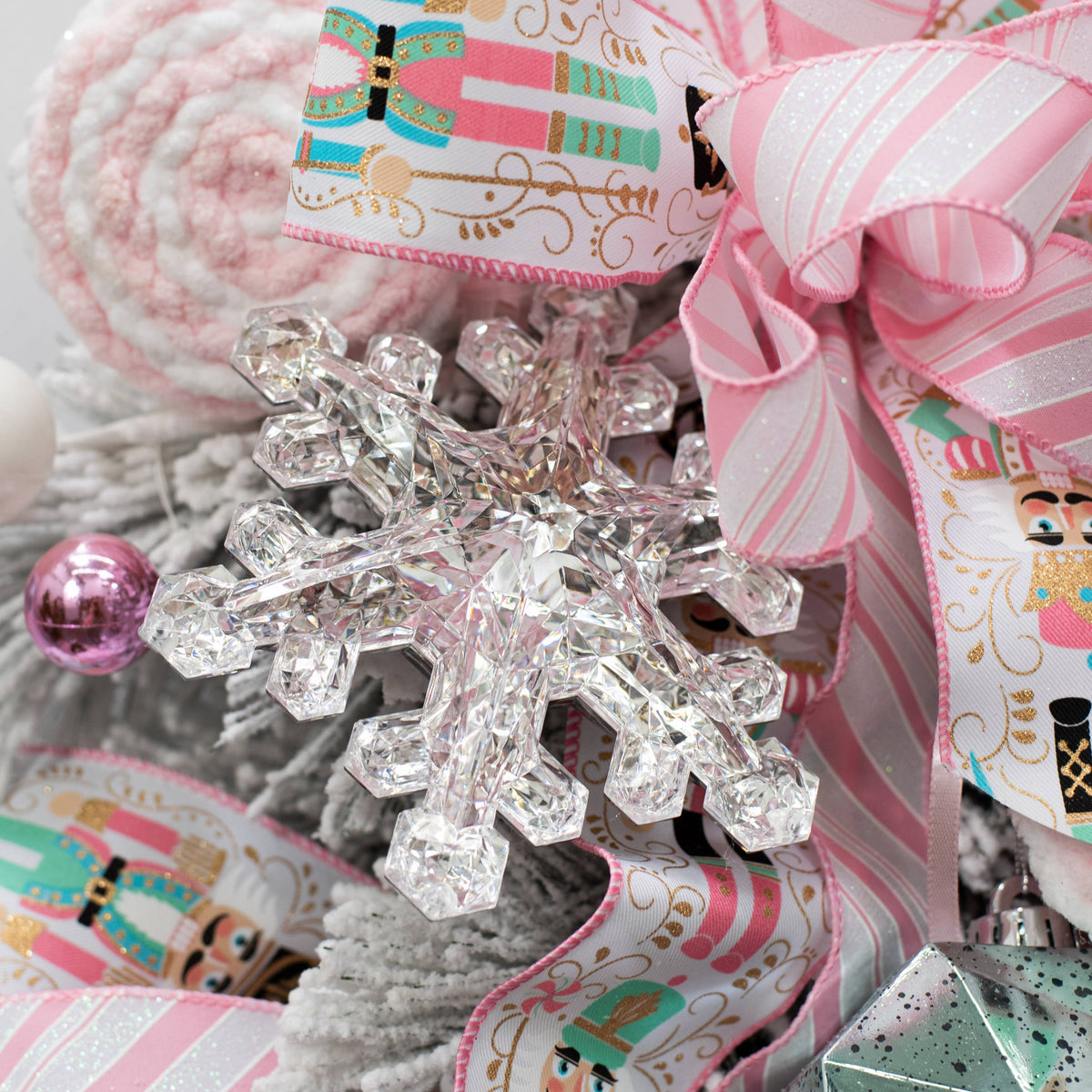 6" Jewel Snowflake Ornament: Silver detail photo 5