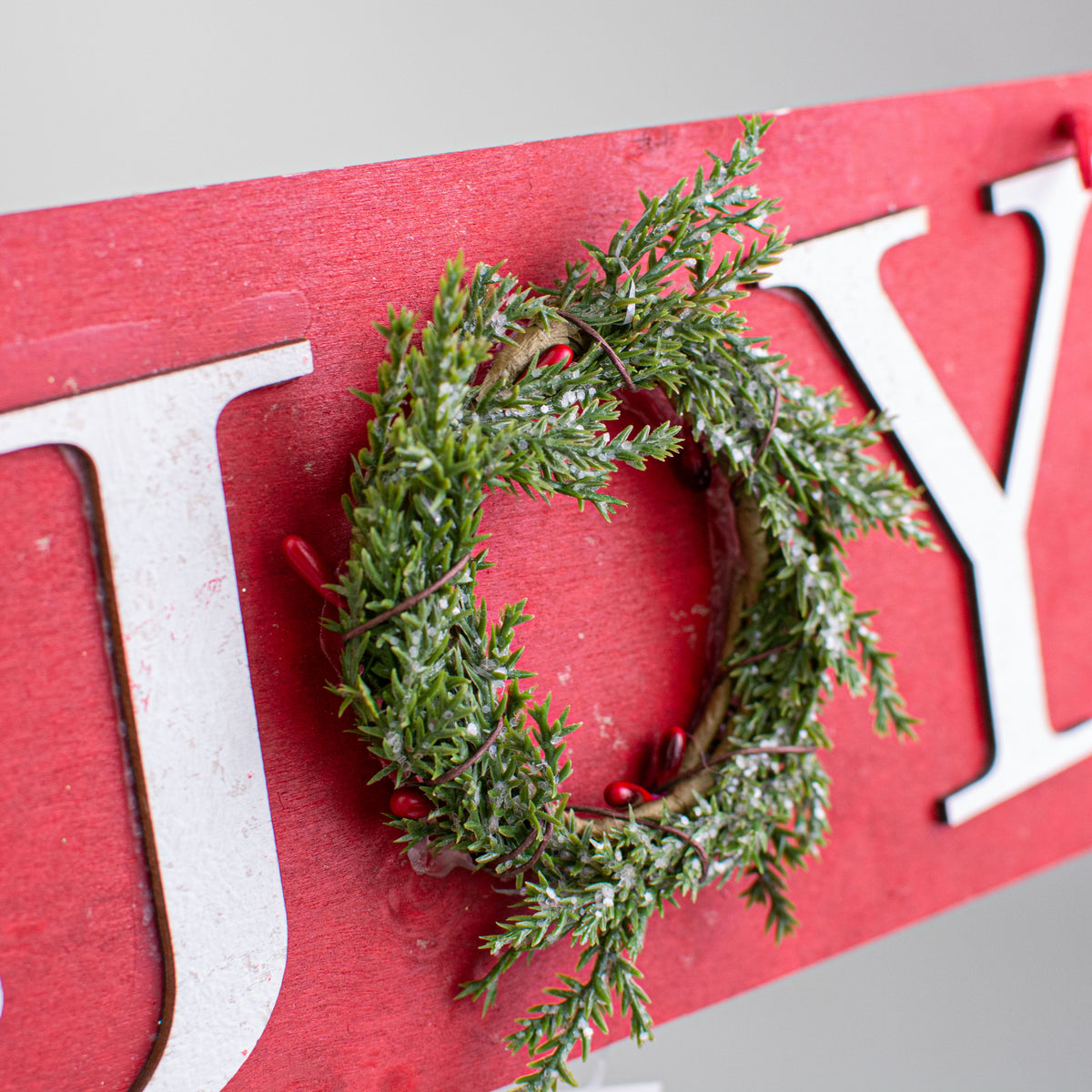 10" Joy Holly Wreath Ornament detail photo 3