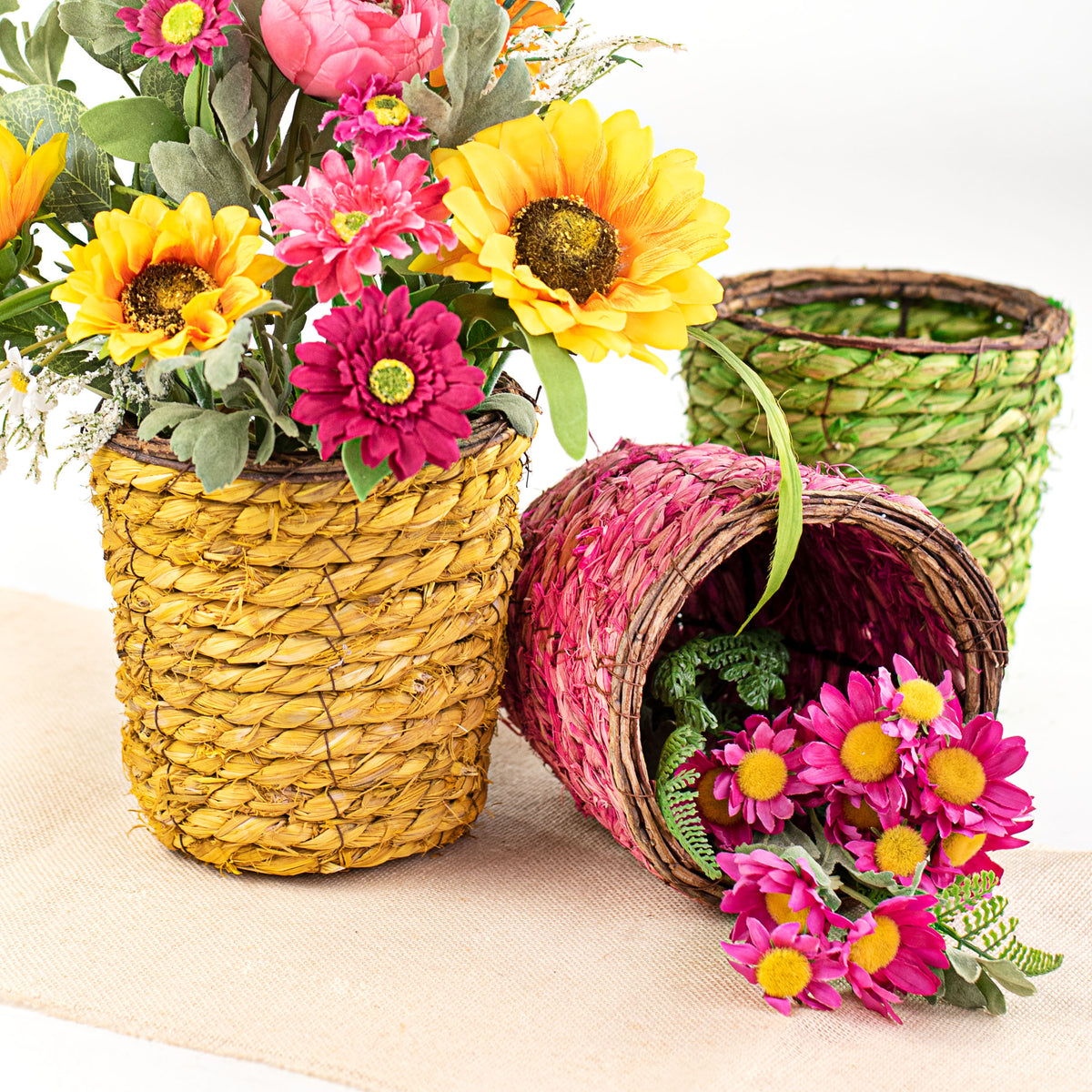 7" Jute Basket: Yellow Lifestyle Photo