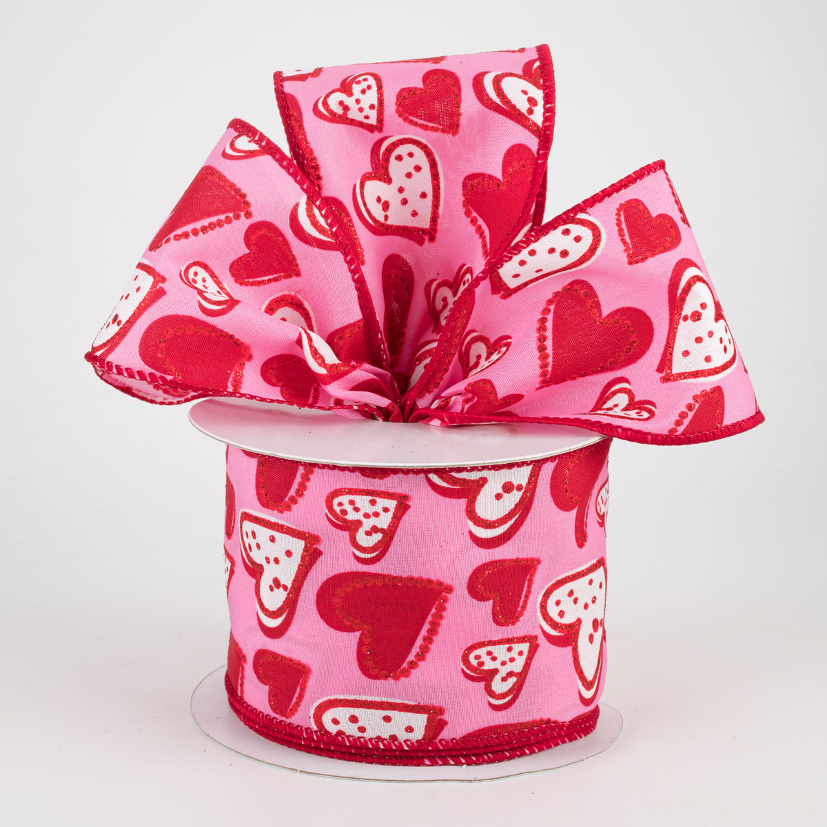 2.5" Kelly Hearts Ribbon: Pink (10 Yards) Lifestyle Photo