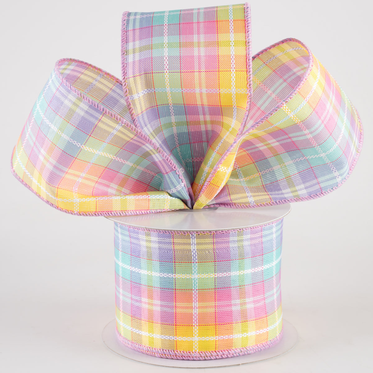 2.5" Kennedy Plaid Ribbon: Pastel (10 Yards) Lifestyle Photo