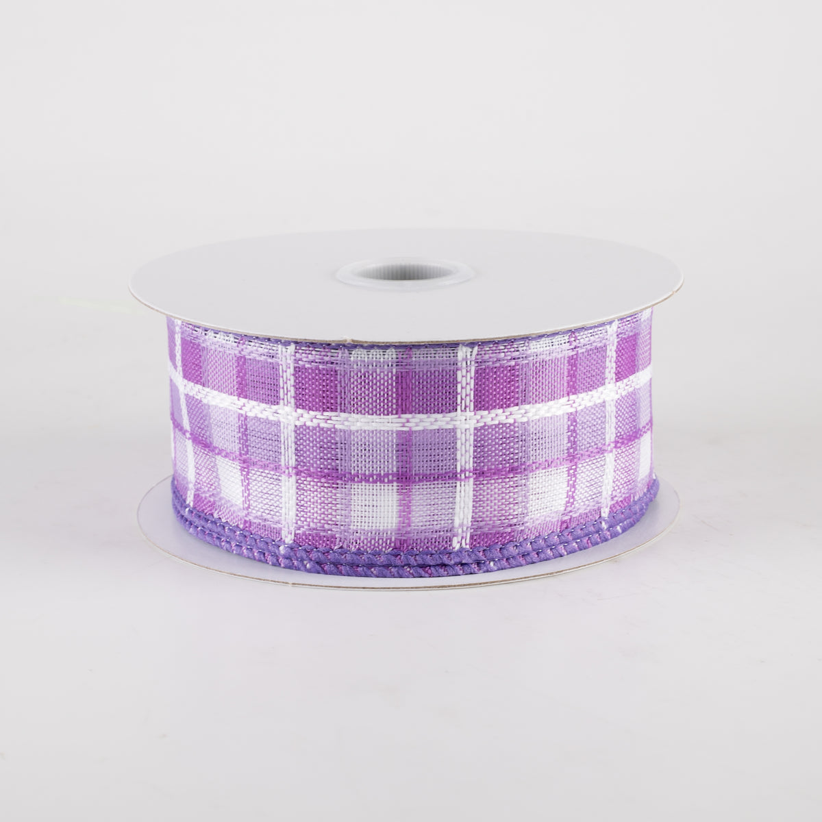 1.5" Kentini Plaid Ribbon: Lavender & White (10 Yards) Item Number: 42418-09-37