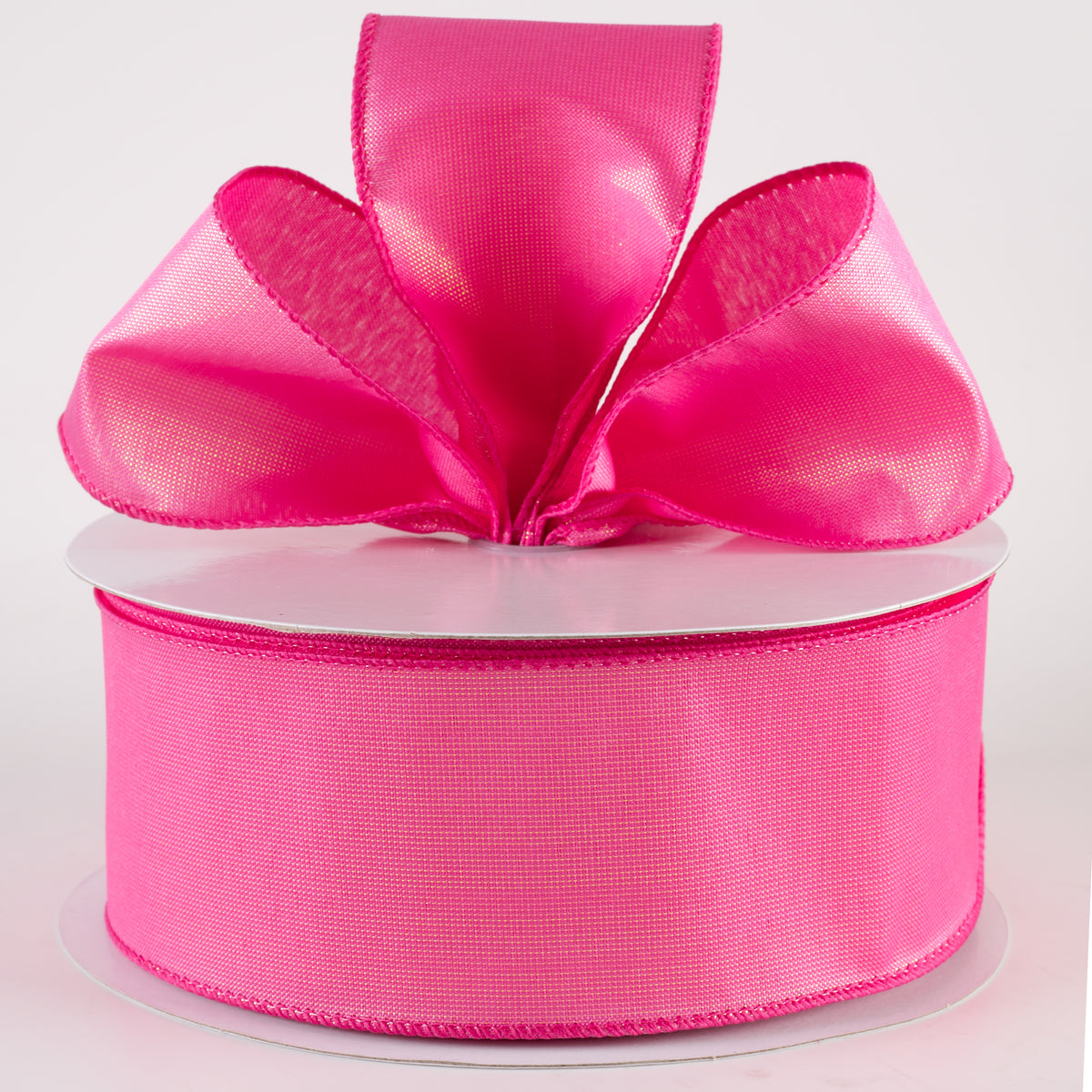 2.5" Lala Iridescent Solid Ribbon: Fuchsia Pink (50 Yards) detail photo 3
