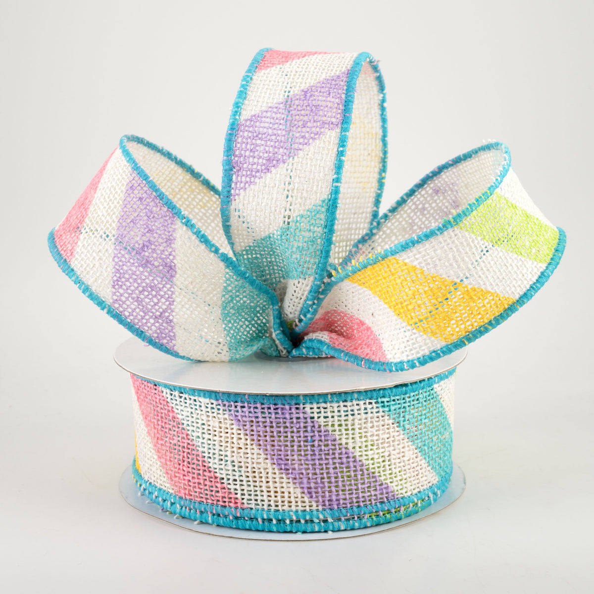 1.5" Large Diagonal Stripe Ribbon: Pastels (10 Yards) Lifestyle Photo
