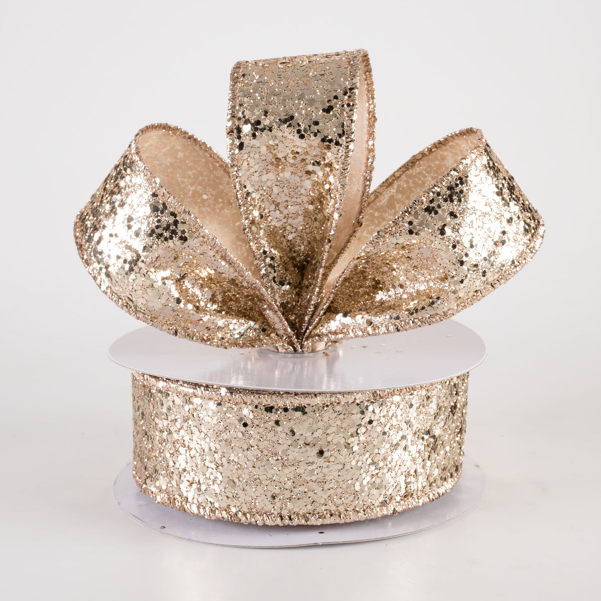 1.5" Large Glitter Ribbon: Champagne (10 Yards) Lifestyle Photo