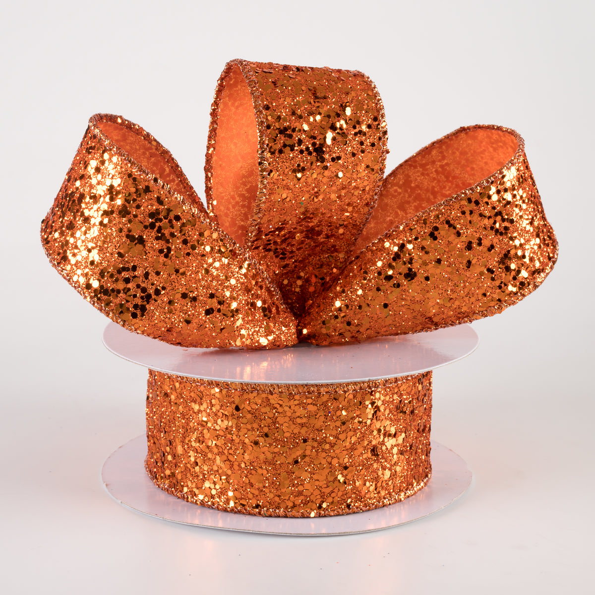 1.5" Large Glitter Ribbon: Orange (10 Yards) Lifestyle Photo