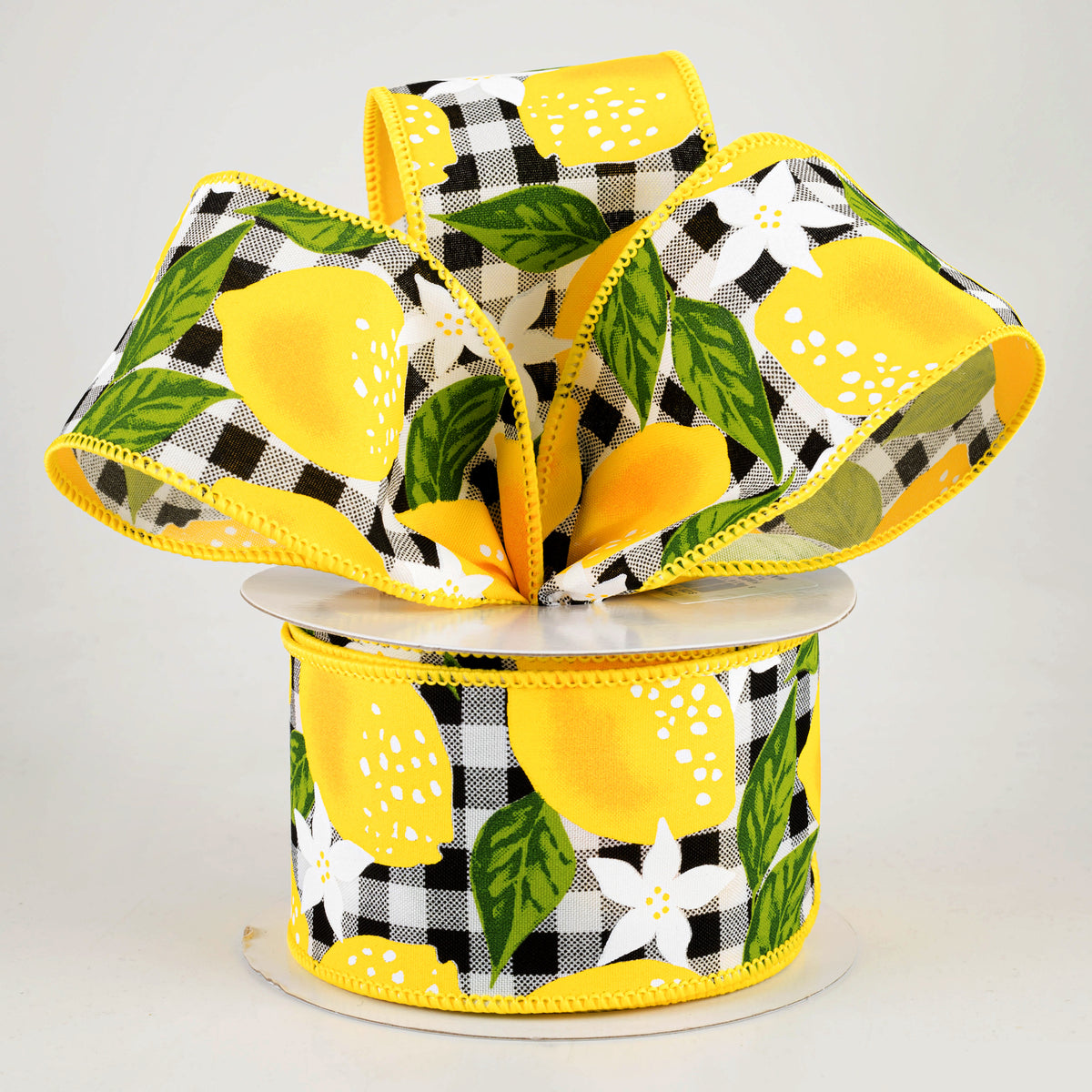 2.5" Lemons On Large Check Ribbon (10 Yards) Lifestyle Photo