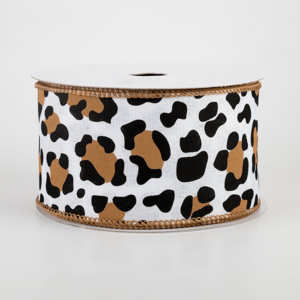 2.5" Leopard Print Ribbon: White, Black, Brown (10 Yards)