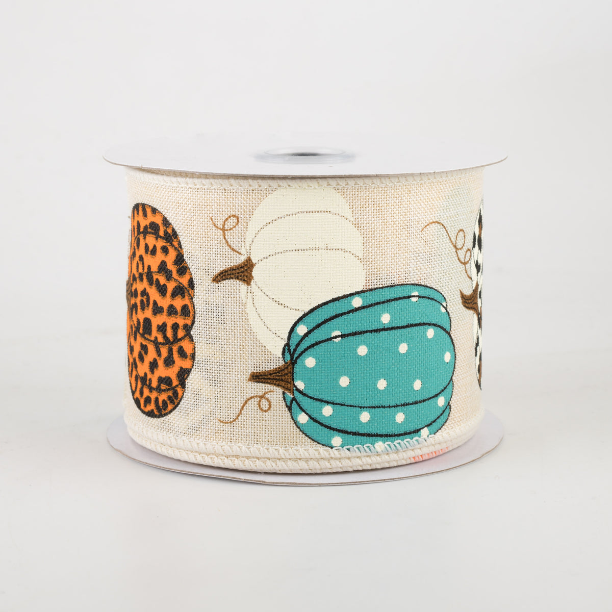 2.5" Leopard Pumpkins Ribbon: Cream (10 Yards)