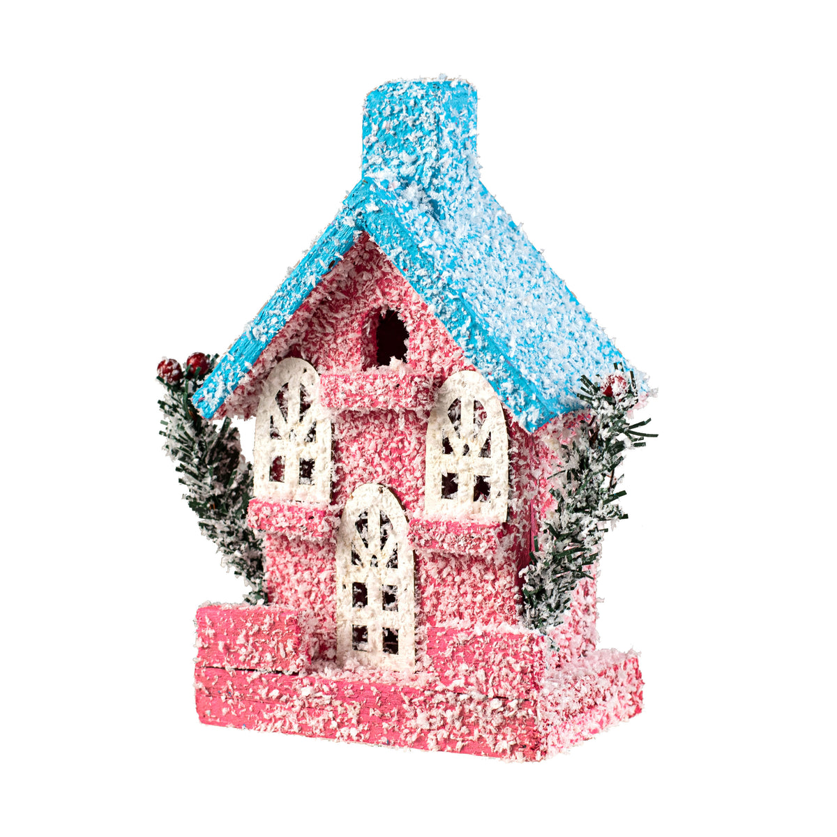 9" Light-Up Snowy Wooden House Item Number: 84427PKBL