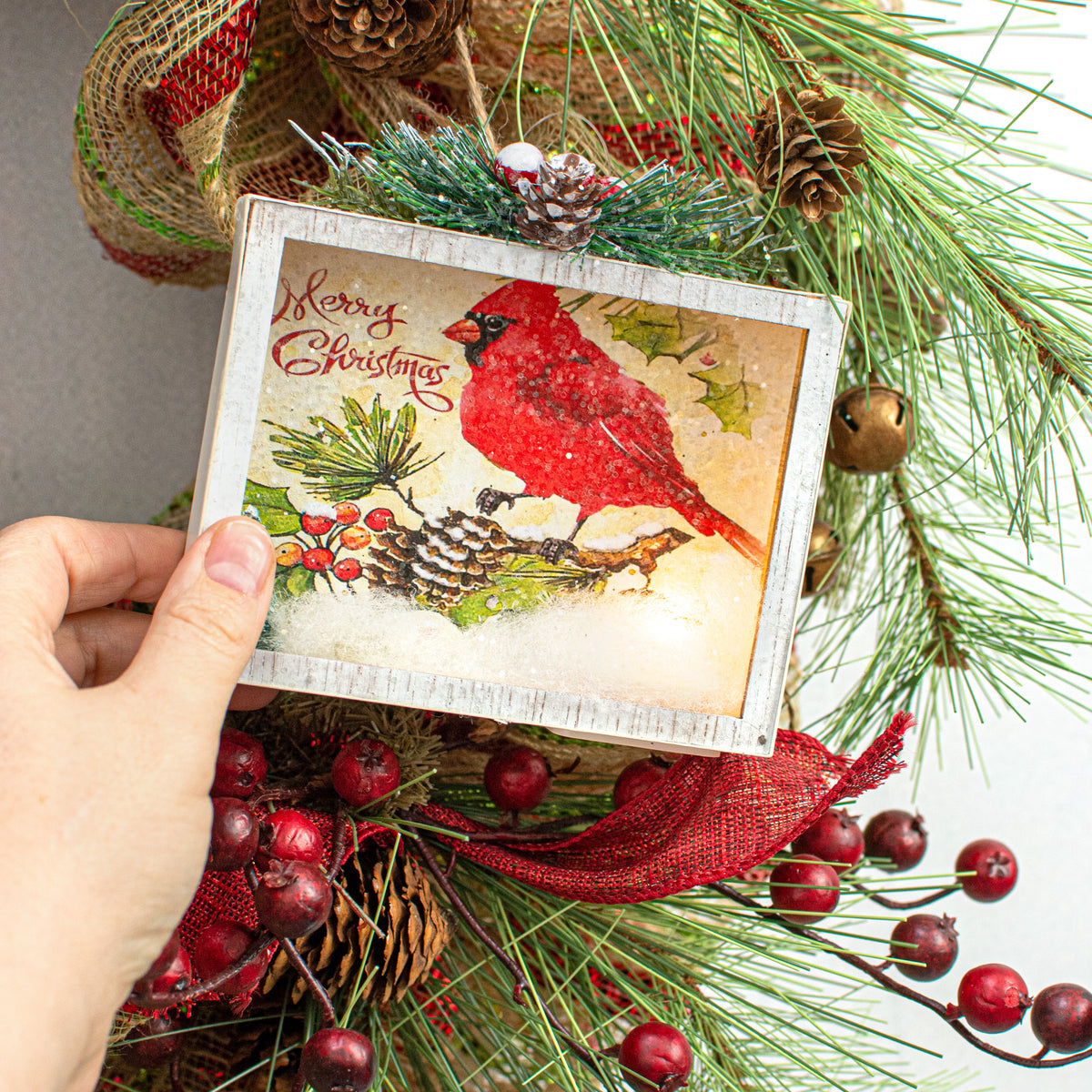 5" Lighted Cardinal Ornament Lifestyle Photo
