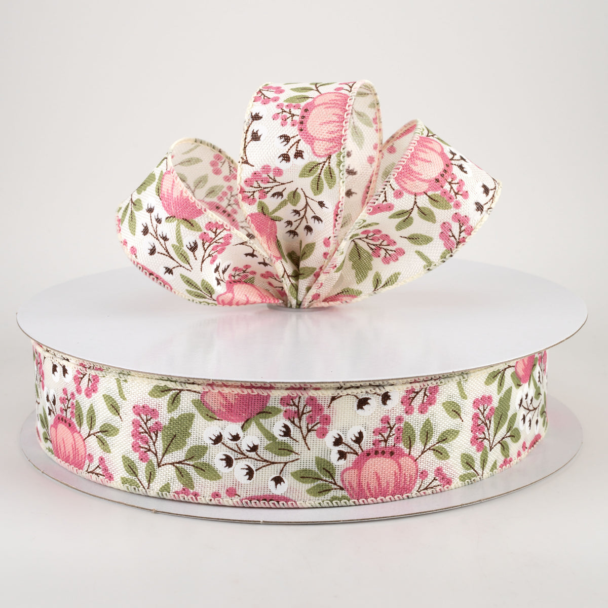 1.5" Linen Blush Peonies & Cotton Ribbon: Ivory (50 Yards) Lifestyle Photo