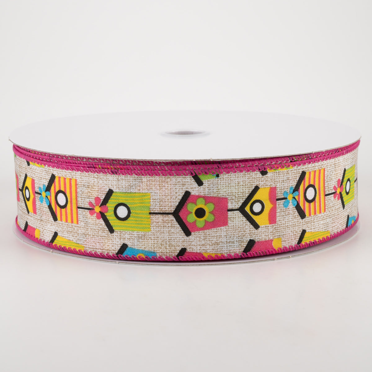 1.5" Linen Bright Birdhouses Ribbon: Natural (50 Yards) Item Number: 841-09-223