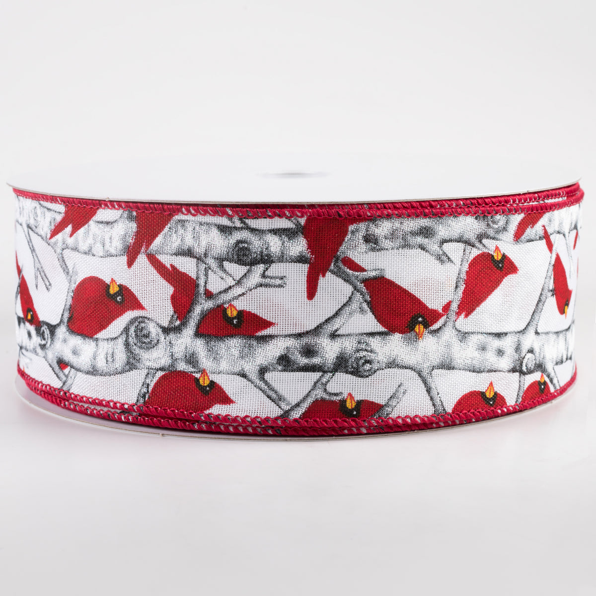 2.5" Linen Cardinal on Birch Ribbon: White (50 Yards)
