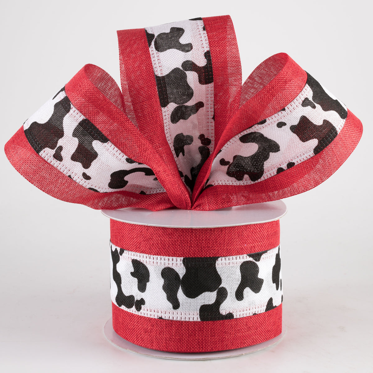 2.5" Linen Cow Print with Edge Ribbon: Red (10 Yards) Lifestyle Photo