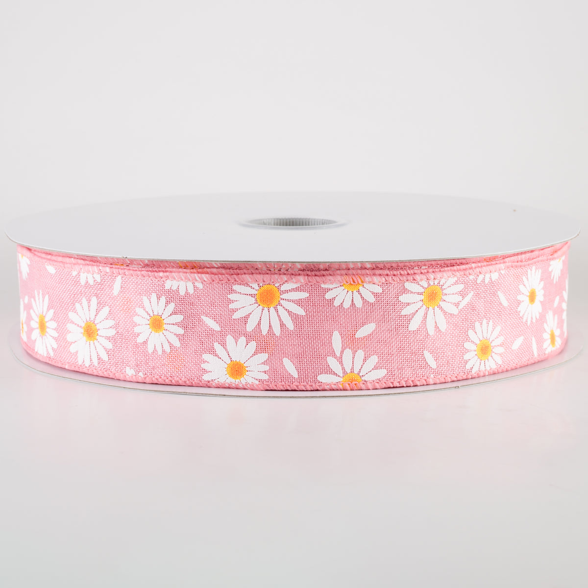 1.5" Linen Daisies & Petals Ribbon: Pink (50 Yards)