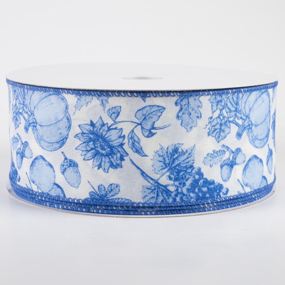 2.5" Linen Fall Toile Ribbon: Blue on Cream (50 Yards)