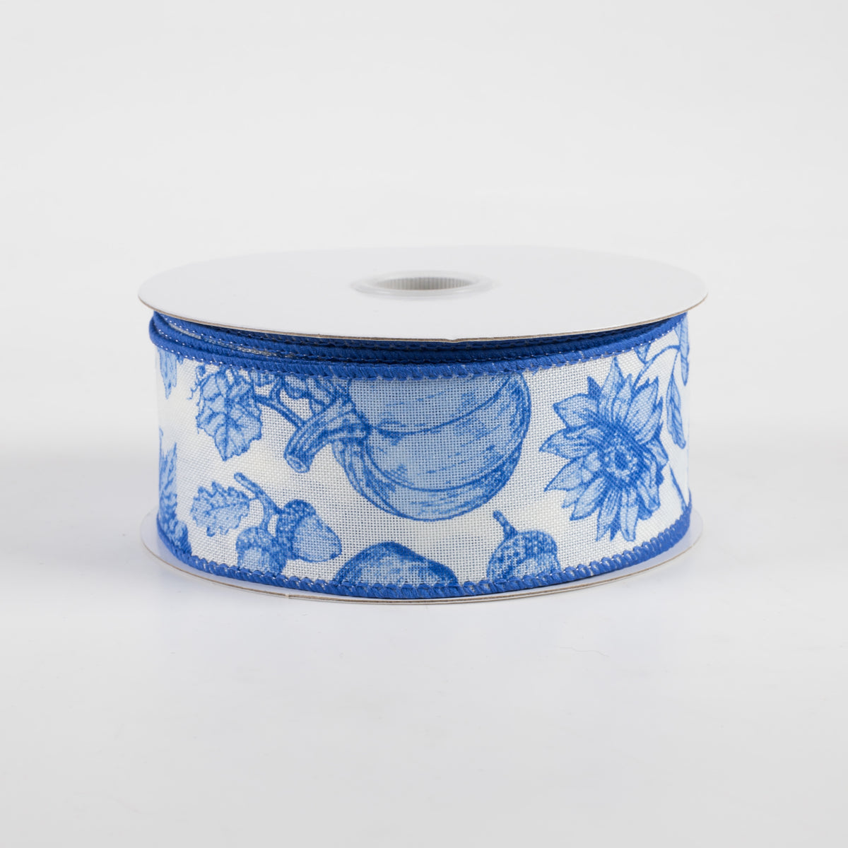 1.5" Linen Fall Toile Ribbon: Blue on Cream (10 Yards)