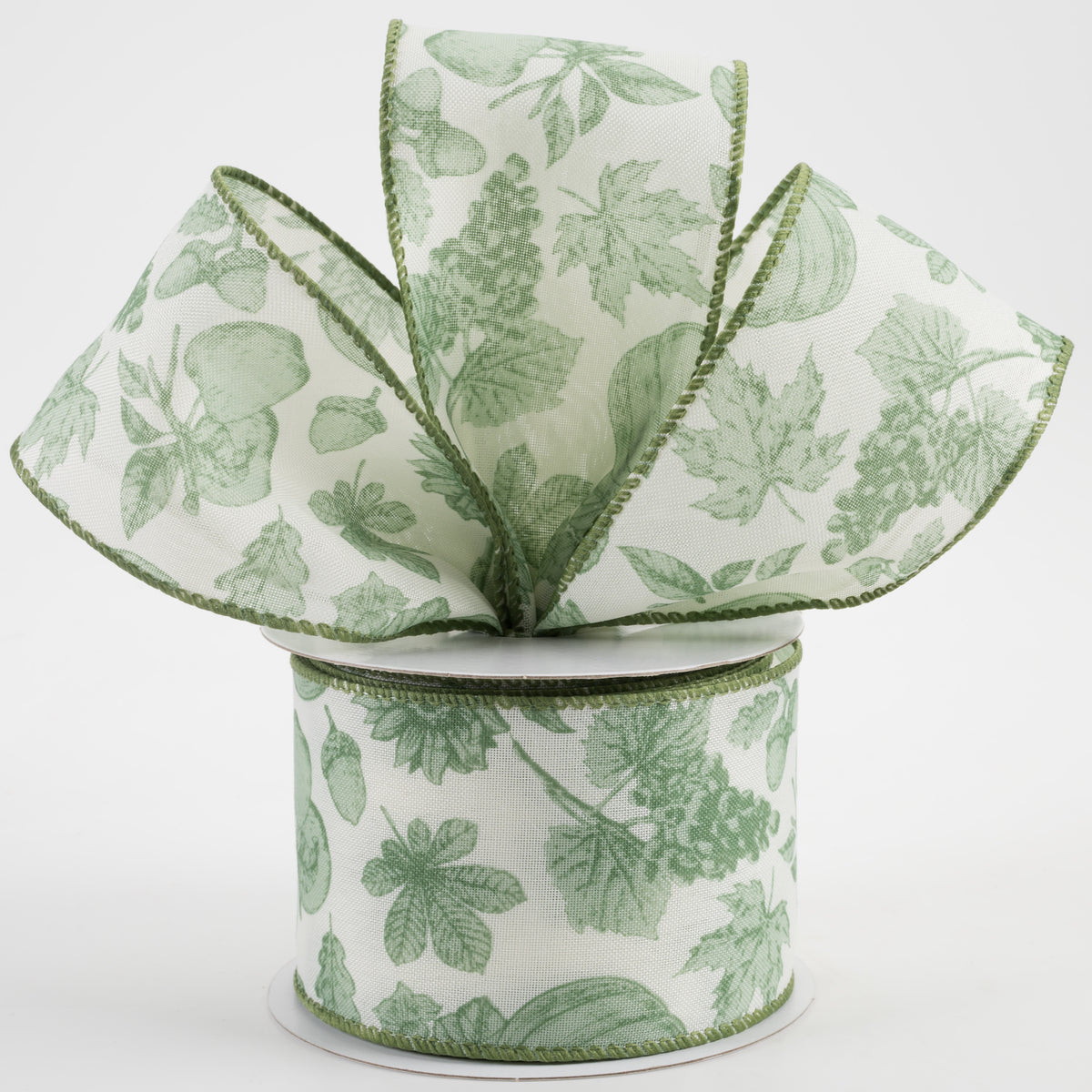 2.5" Linen Fall Toile Ribbon: Green on Cream (10 Yards) Lifestyle Photo