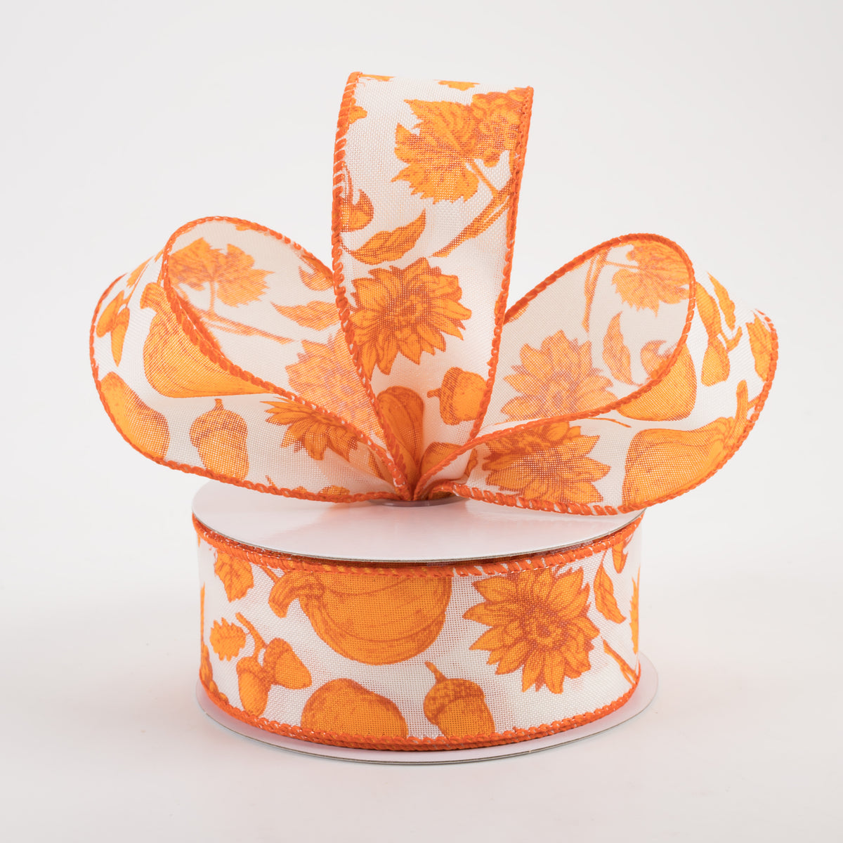 1.5" Linen Fall Toile Ribbon: Orange on Cream (10 Yards) Lifestyle Photo