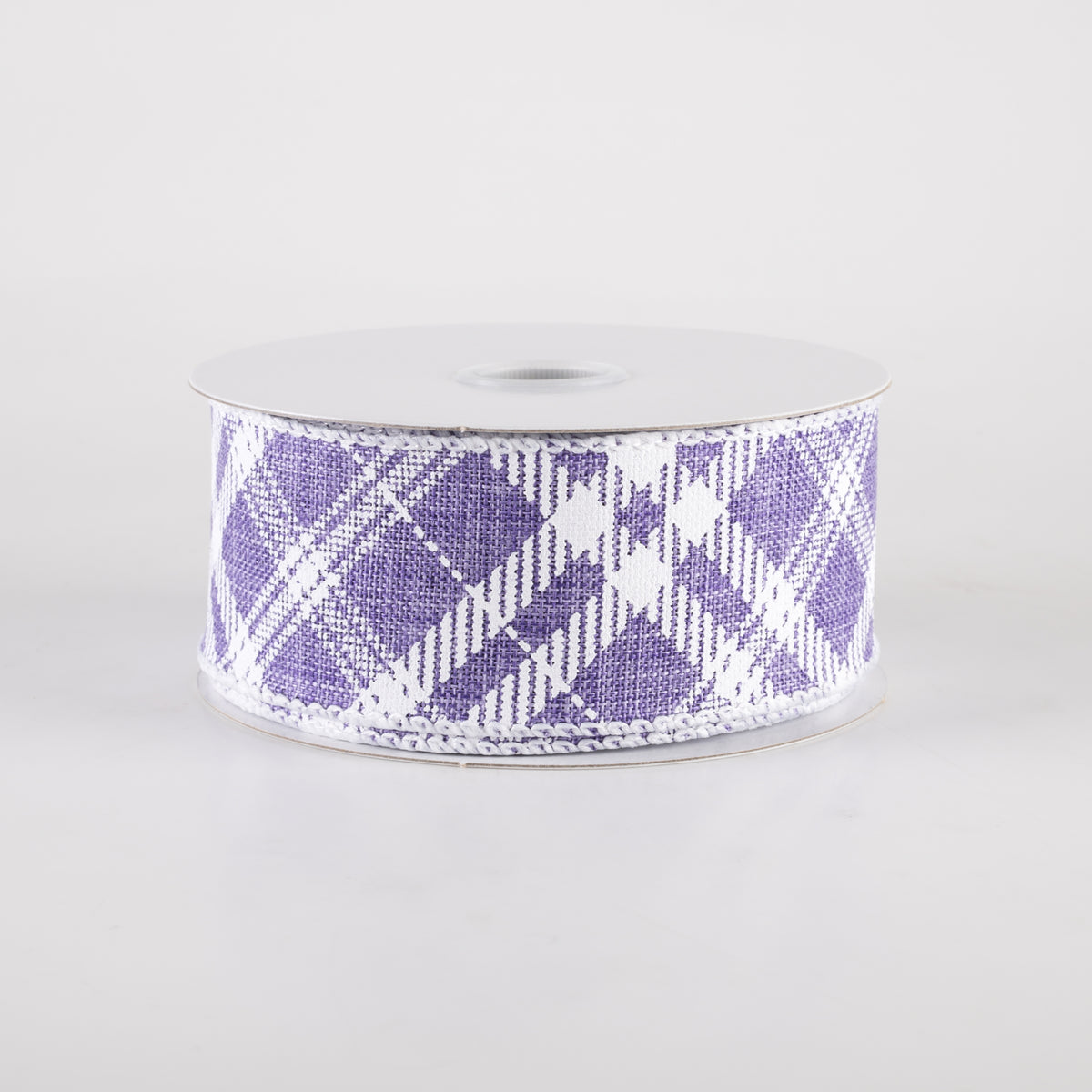 1.5" Linen Sandra Diagonal Plaid Ribbon: Lavender (10 Yards) Item Number: 41342-09-30